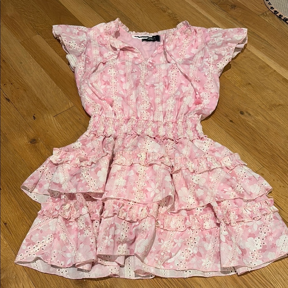 Flowers by Zoe Girls Light Pink Floral Dress Size L